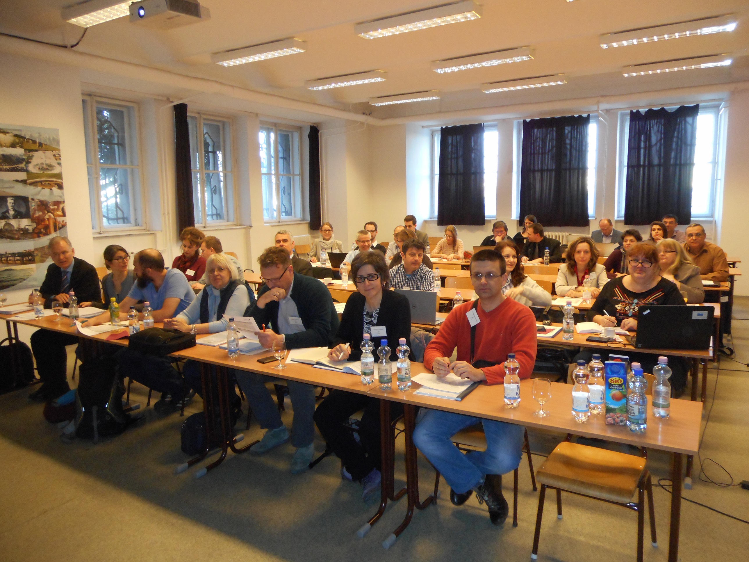 Budapest University room with about 30 persons seated at desks