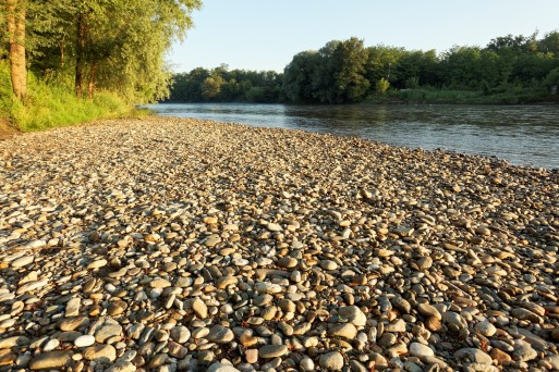 Mura River at Hrastje Mota in Slovenia