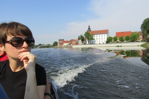 Off to the study trip on Havel River with Havelberg in the background